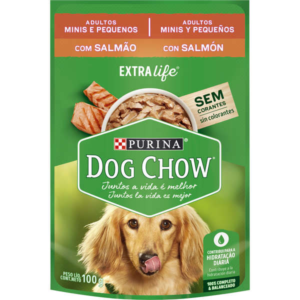 Ração Úmida Nestlé Purina Dog Chow Sachê Salmão para Cães Adultos Raças Minis e Pequenas 100g