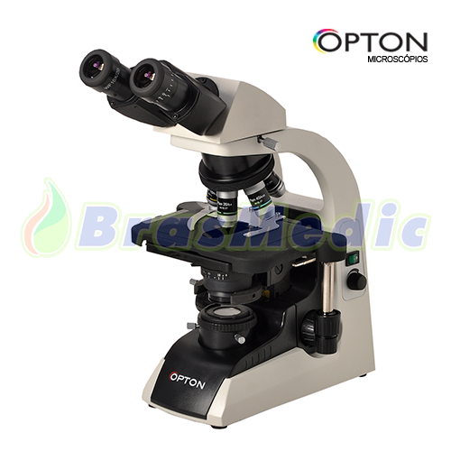 Microscópio Biológico Binocular Óptica infinita, Aumento 40X até 1000X, Objetiva Planacromática e Iluminação LED 3W. Código:TNB-01B-INF-LED