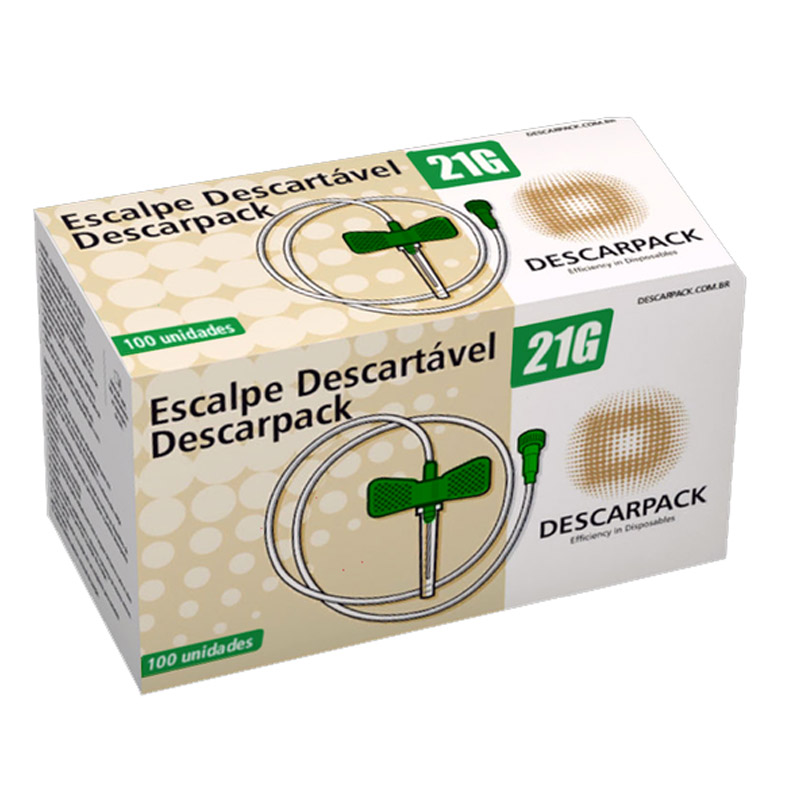 Scalp 21G para infusão endovenosa PVC com 100 unidades - Descarpack