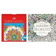Kit - Lápis de Cor Faber-Castell 72 Cores + Livro para Colorir Antiestresse Jardim Secreto
