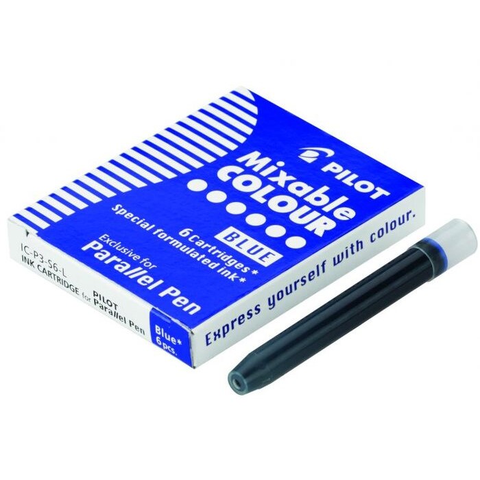 Caixa com 6 Cartuchos de Tinta Azul para Caneta Caligráfica Pilot Parallel Pen
