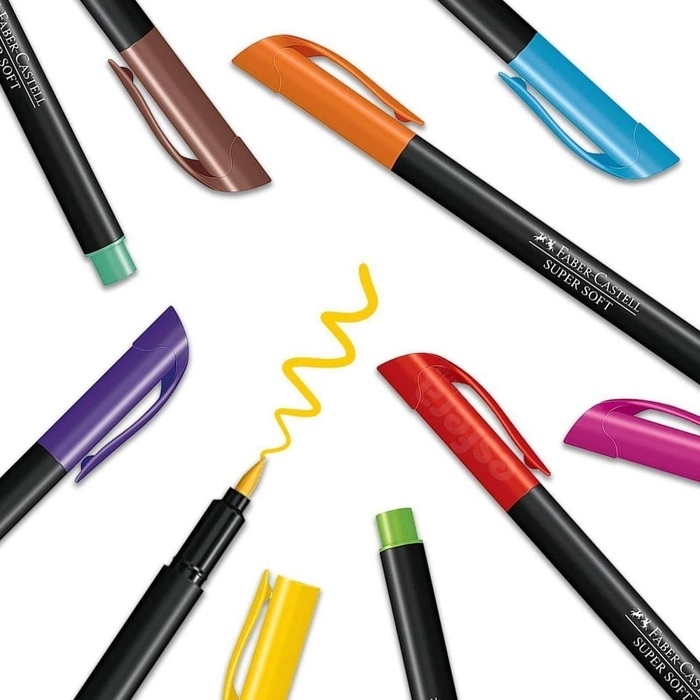 Canetas Brush Pen Faber-Castell Supersoft com 20 Cores Ponta Pincel