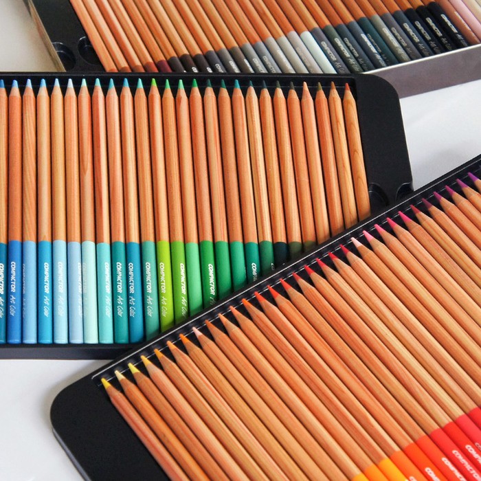 Lápis de Cor Compactor Art Colors 100 Cores + Bloco Desenho com 20 Folhas A3 Canson 200g