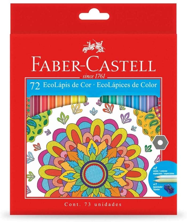 Kit - Lápis de Cor Faber-Castell 72 Cores + Livro para Colorir Antiestresse Jardim Secreto