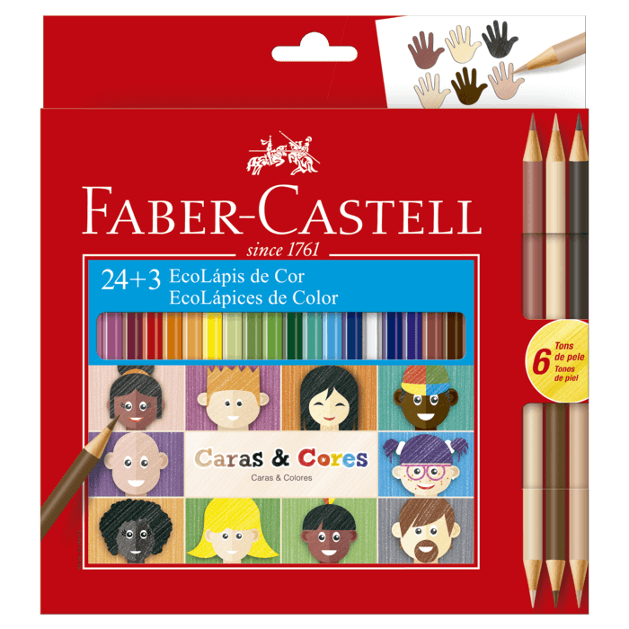 Lápis de Cor com 30 Cores Faber-Castell Caras E Cores - SÓ PAPEL PAPELARIA