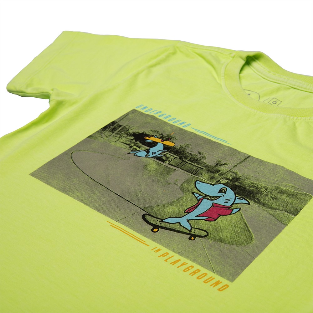 Camiseta Stone Verde Neon Estampa Frontal Pista Skate Calif