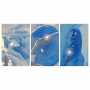 Quadro Abstrato  Mármore Azul Intenso  - Kit 3 telas