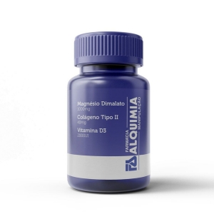 Magnésio Dimalato 1000mg + Colágeno Tipo II 40mg + Vitamina D3 2000UI - Alquimia (30 Doses)