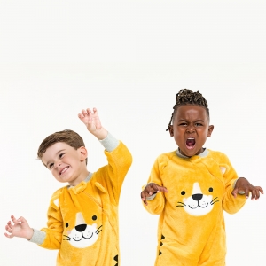 Pijama Gatinho Amarelo Fofinho e Quentinho 6 Anos Tipo Macacão Casa Dona