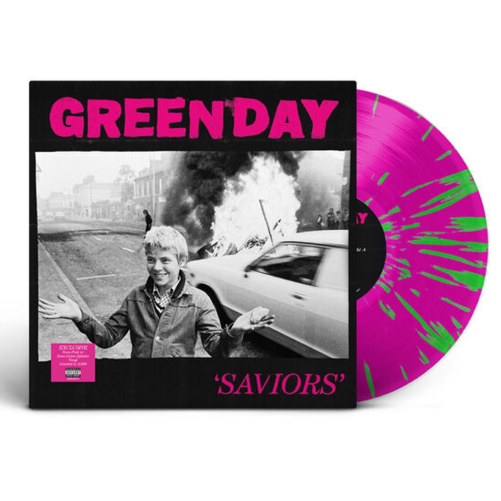 Green Day - Saviors [Limited Edition - Neon/Pink w/ Neon Green Splatter Vinyl] - Webstore Exclusive