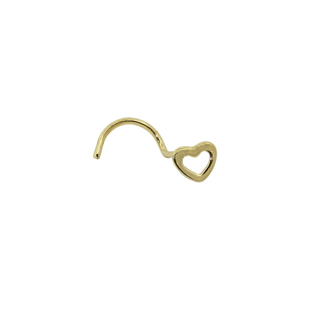Piercing de Nariz em Ouro 18k Coração Vazado