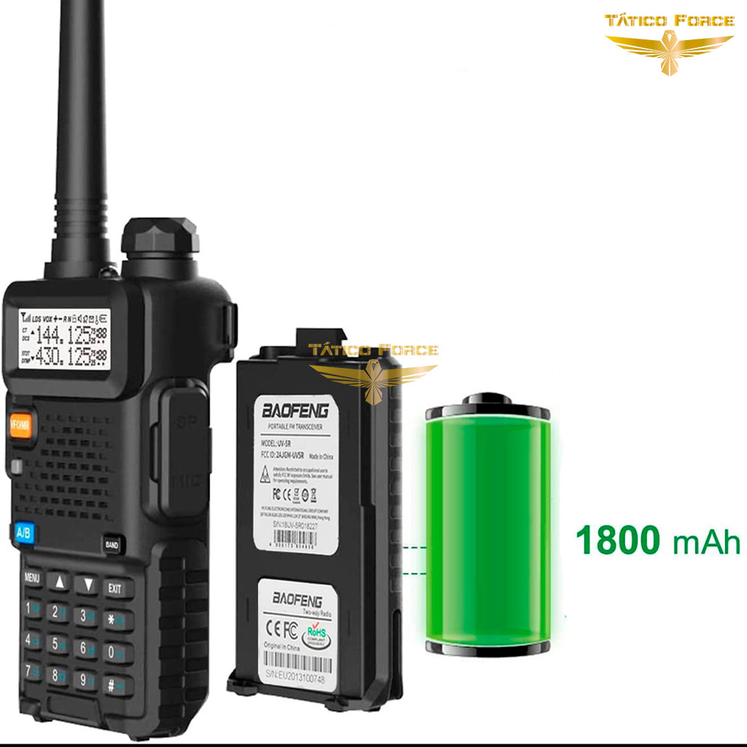 Rádio Comunicador Dual Band Uhf + Vhf  Baofeng Uv-5R - Preto