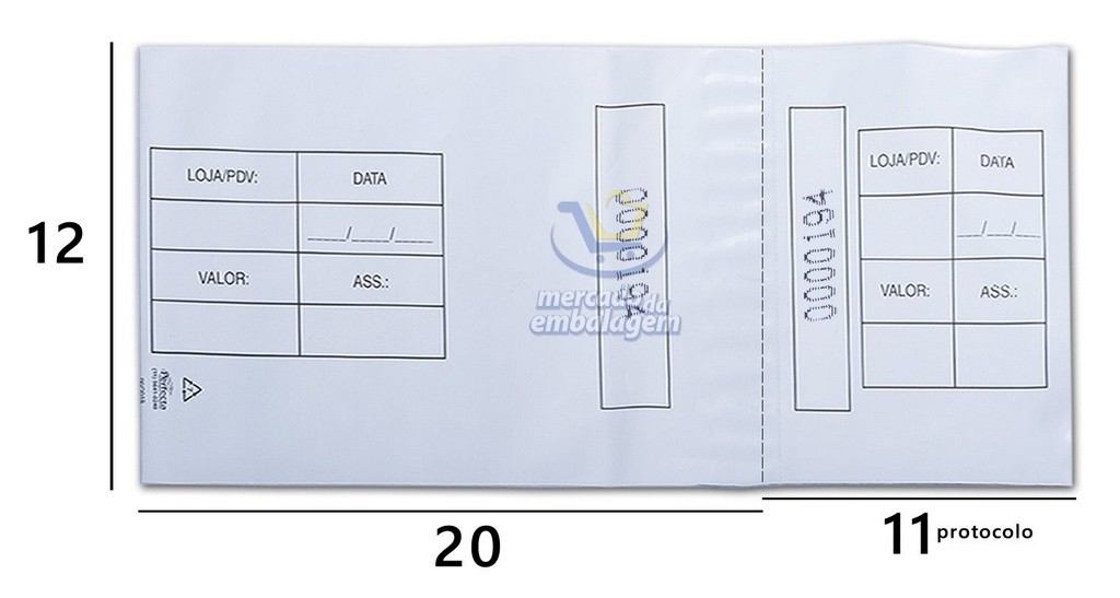 Envelope Protocolado Sangria 12 X 20 cm 11 cm de protocolo