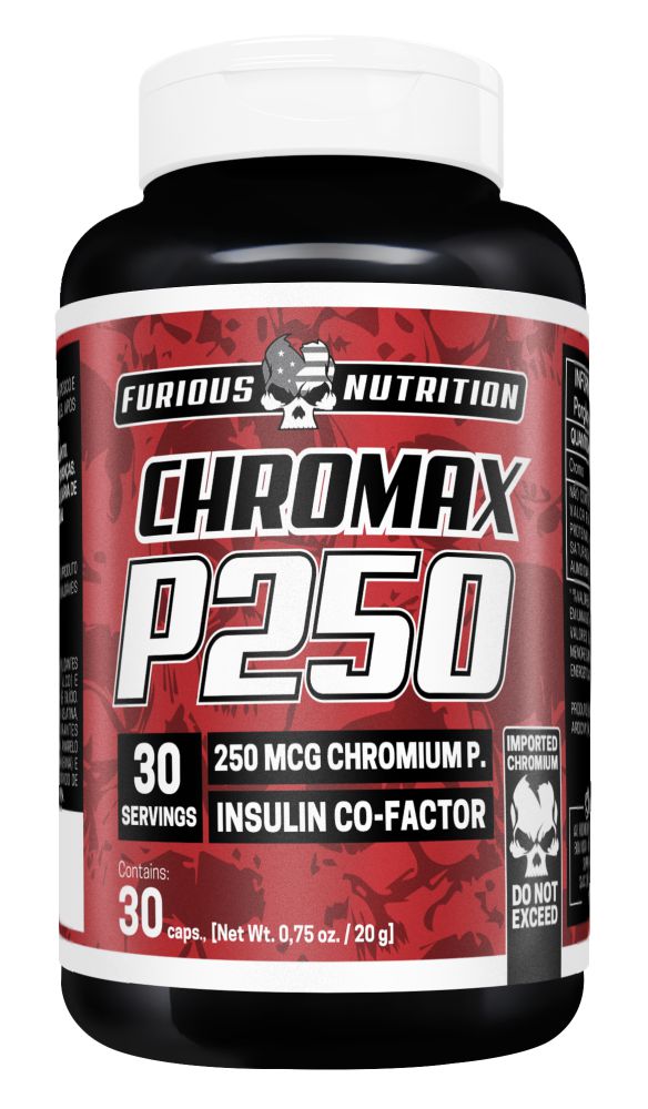 Chromax P250, Furious Nutrition, 30 cáps. (250 microgramas de cromo )