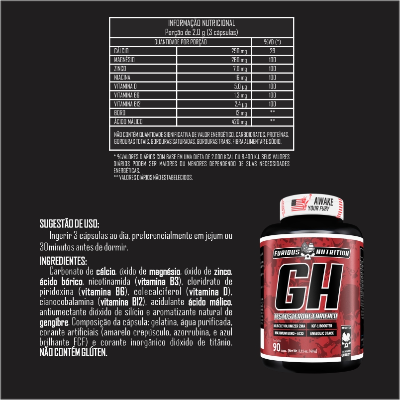 GH Testosterone Pré-Hormonal, 90 cápsulas, Original
