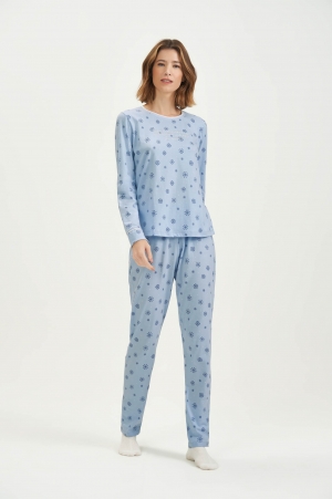 Pijama manga lona malha comfort flocos - 2010039