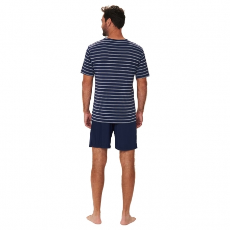 Pijama masculino curto liganete amni listra marinho Podiun - 248056