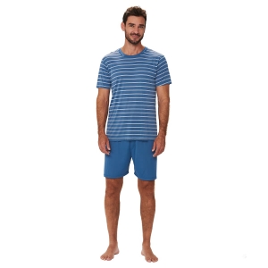 Pijama masculino curto liganete amni lista azul Podiun - 248057
