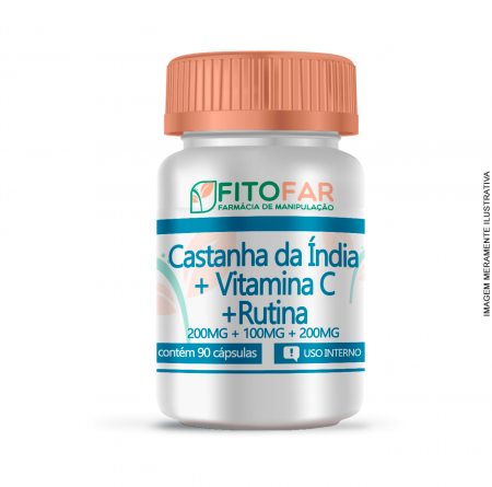 Castanha da Índia 200MG + Vitamina C 100MG + Rutina 200MG - 90 Cápsulas