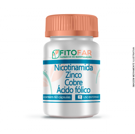 Nicotinamida - Zinco - Cobre - Ácido fólico 100MG + 25MG + 3MG + 500MCG