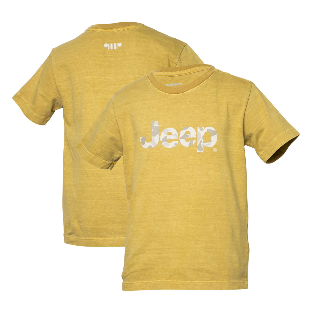 Camiseta Super Premium Inf. JEEP Logo Camuflado Estonada - Areia
