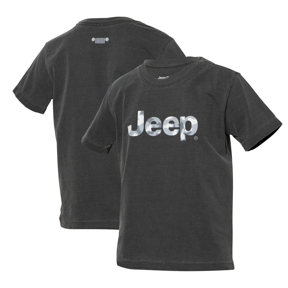 Camiseta Super Premium Inf. JEEP Logo Camuflado Estonada - Preta