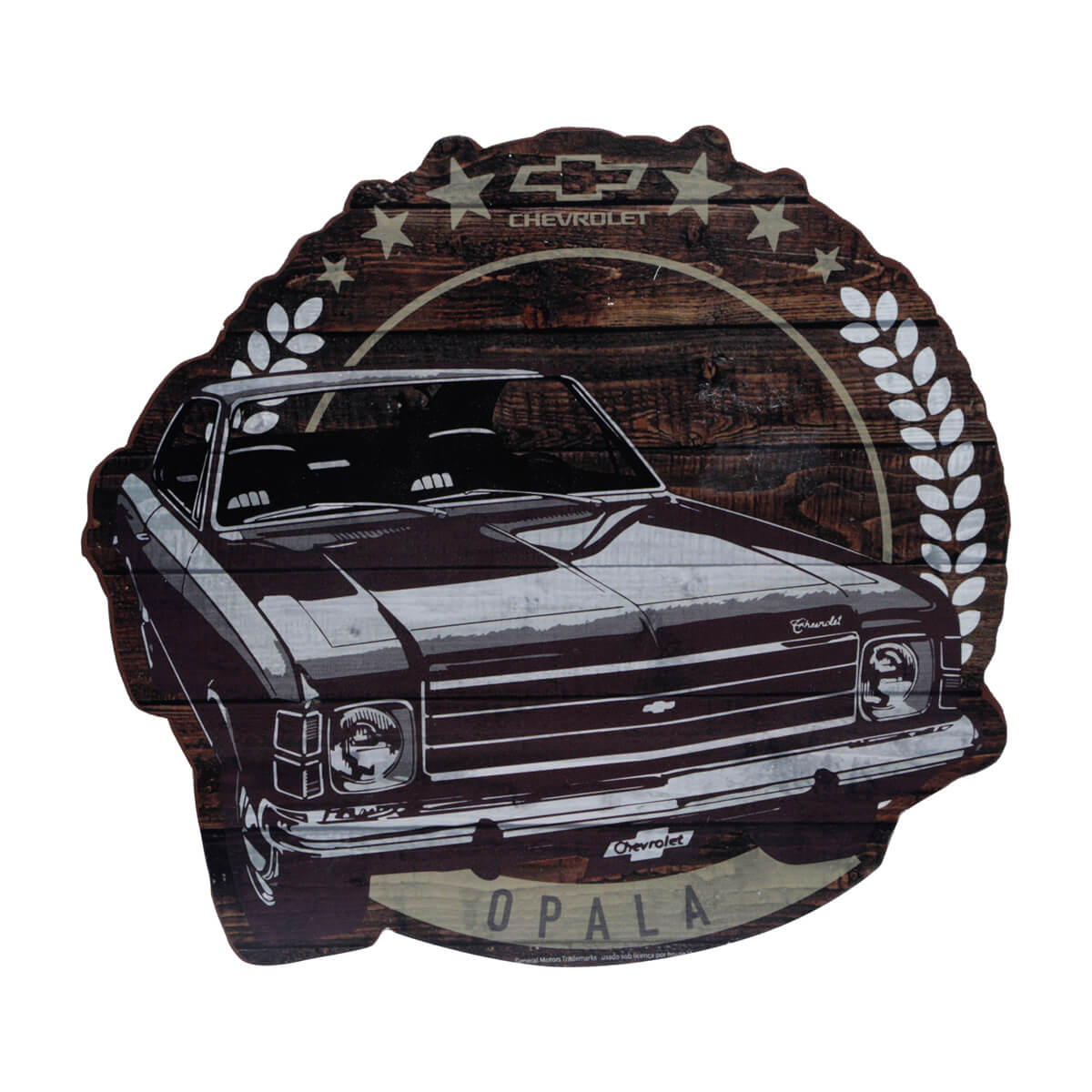 Placa de Madeira Chevrolet - Opala - Marrom
