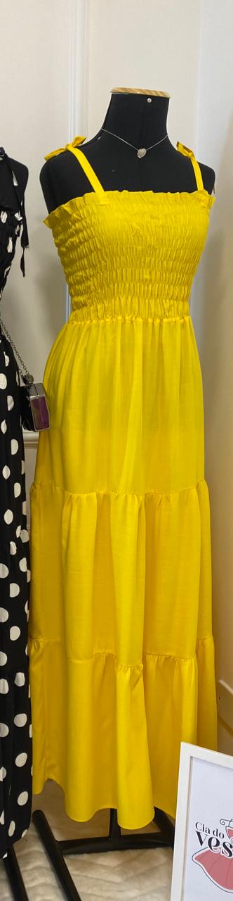 Vestido Longo Alcinha Amarelo (Tamanho Único) 