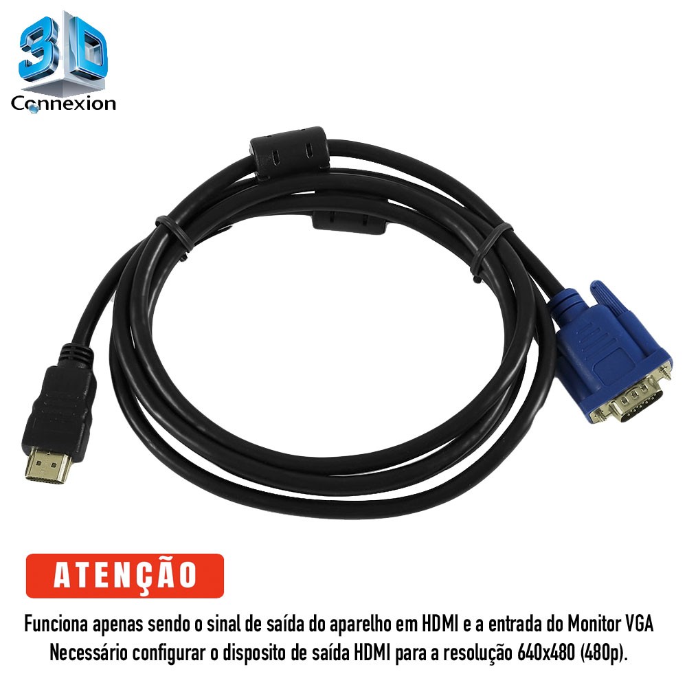 Cabo HDMI para VGA 640x480 (480p) - 3DConnexion