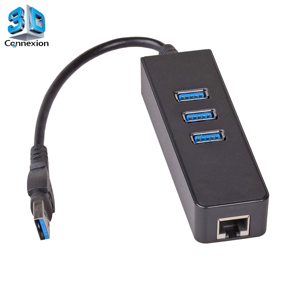 HUB USB 3.0 3 Portas + Placa de rede 10/100/1000 - 3DConnexion