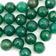 PN72- Pedra Natural Meio Furo Agata Verde Facetada 12mm - 02Unids