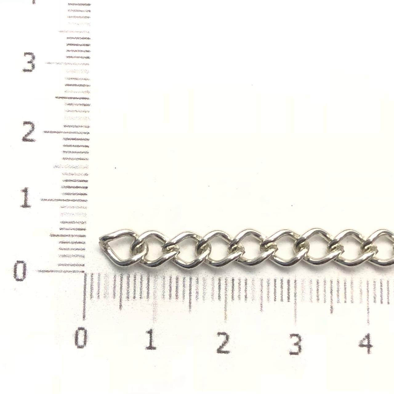 CR201 - Corrente de Alumínio 1.20 Elo Quadrado Níquel - 1metro