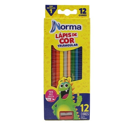 Lápis de Cor triangular Norma MAXCRIL 12 Cores