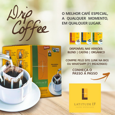 Café Latitude 13 - Castas Drip Coffee - Caixa 10 Sachês (100g)