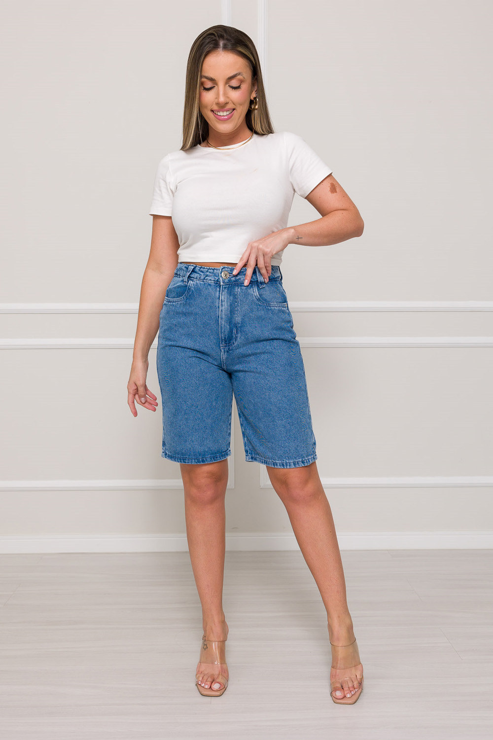 Bermuda Jeans Basic - Jeans Claro
