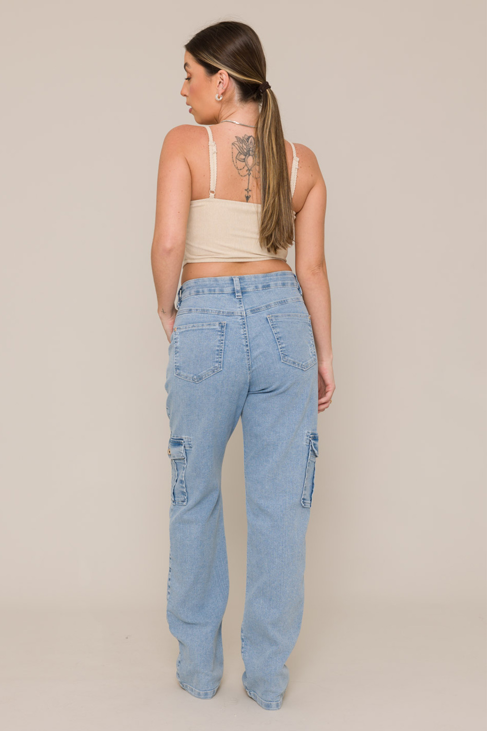 Calça Jeans Cargo Bloom - Jeans Claro