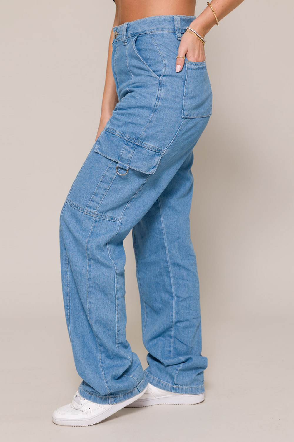 Calça Jeans Cargo Mavie - Jeans Claro