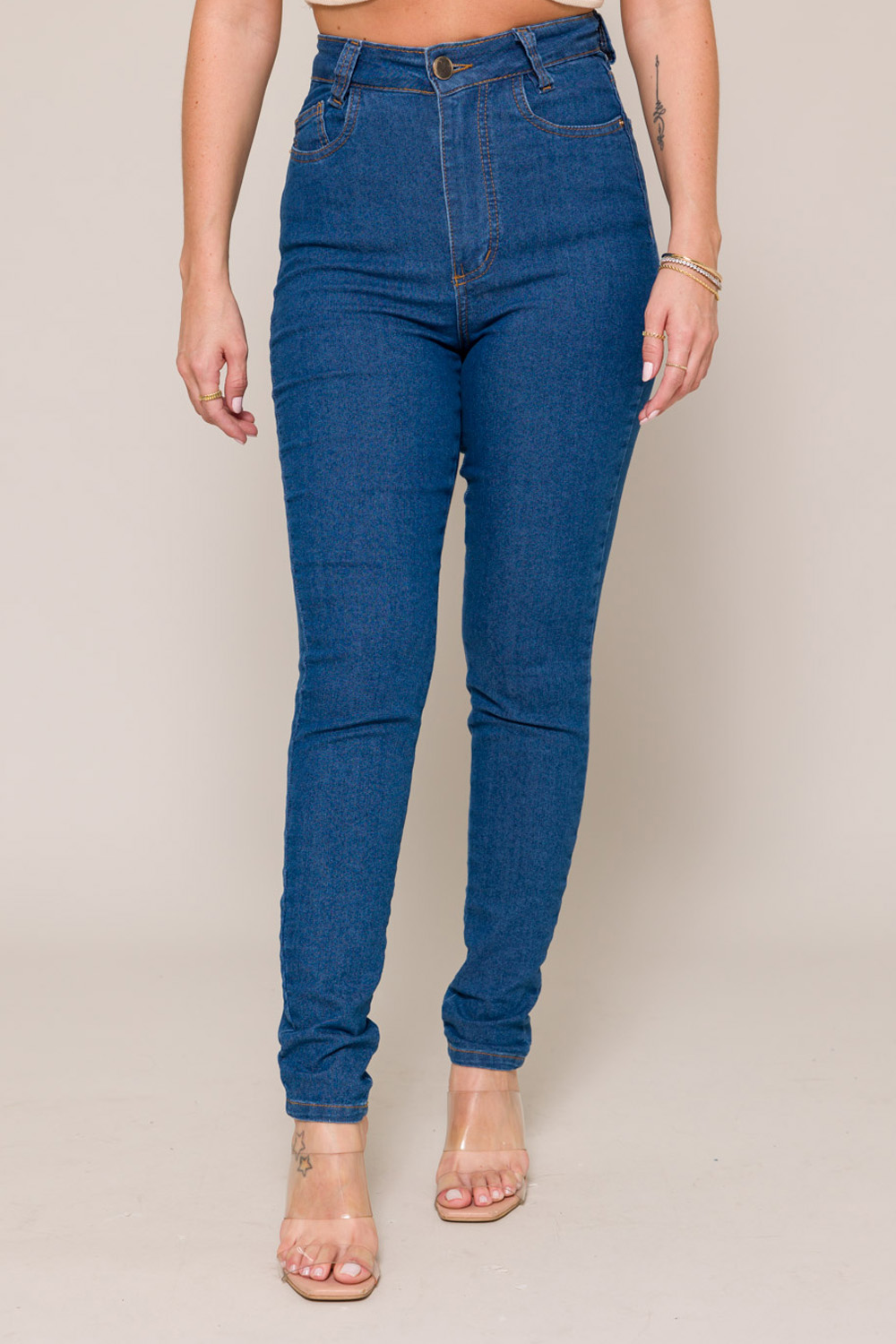 Calça Jeans Cropped Basic 11737 - Jeans Médio