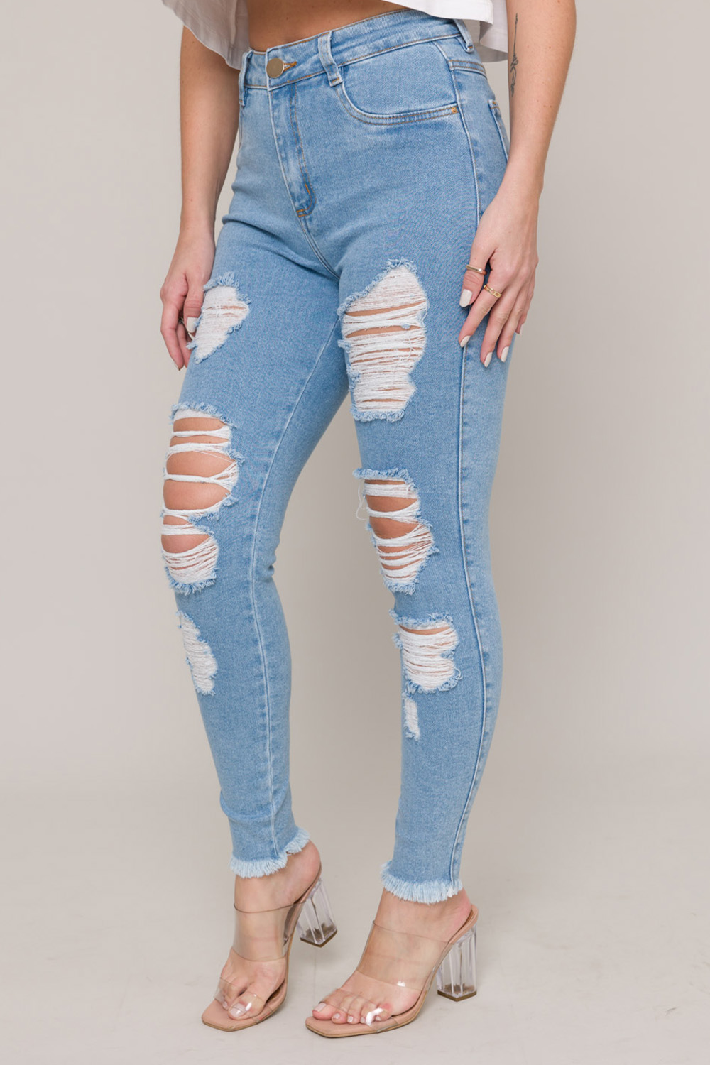 Calça Jeans Cropped Layane - Jeans Claro