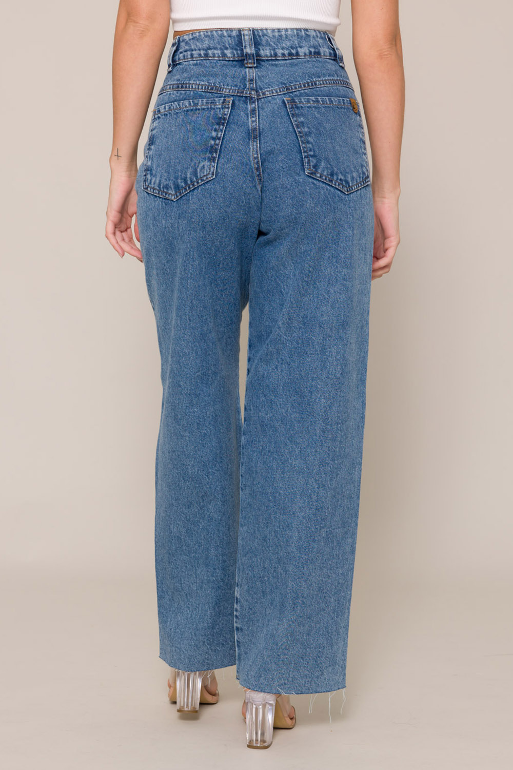 Calça Jeans Cropped Reta Basic 11599 - Jeans Médio