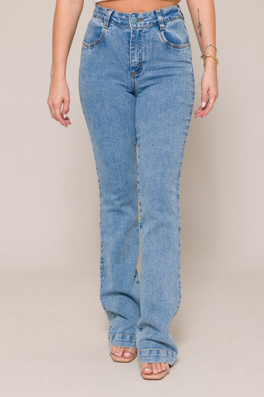 Calça Jeans Flare Basic 11642 - Jeans Claro 1