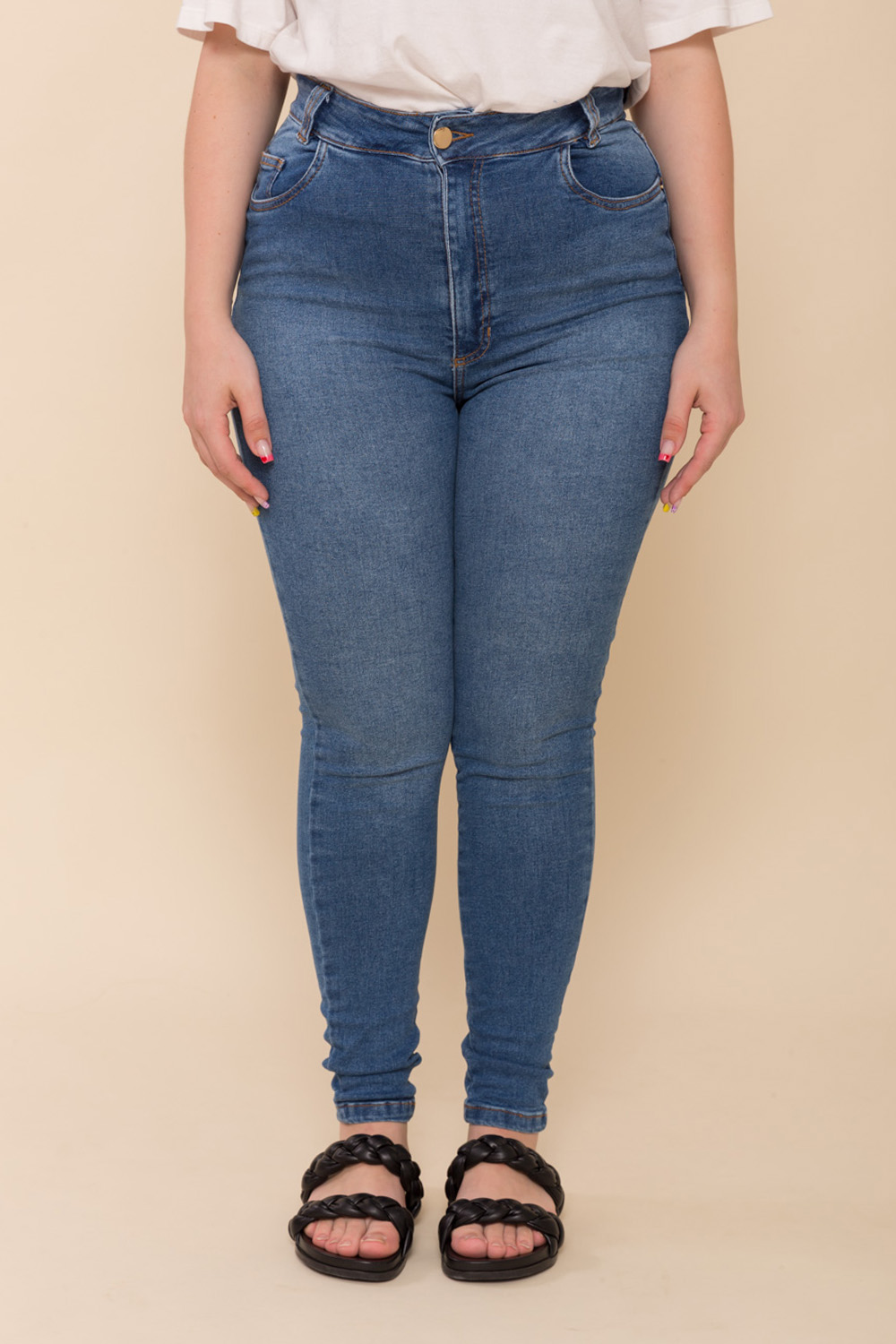 Calça Jeans Skinny Hot Pant Basic - Jeans Médio