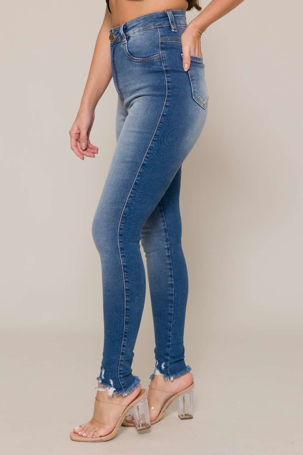 Calça Jeans Skinny Hot Pant Basic 11649 - Jeans Médio 1