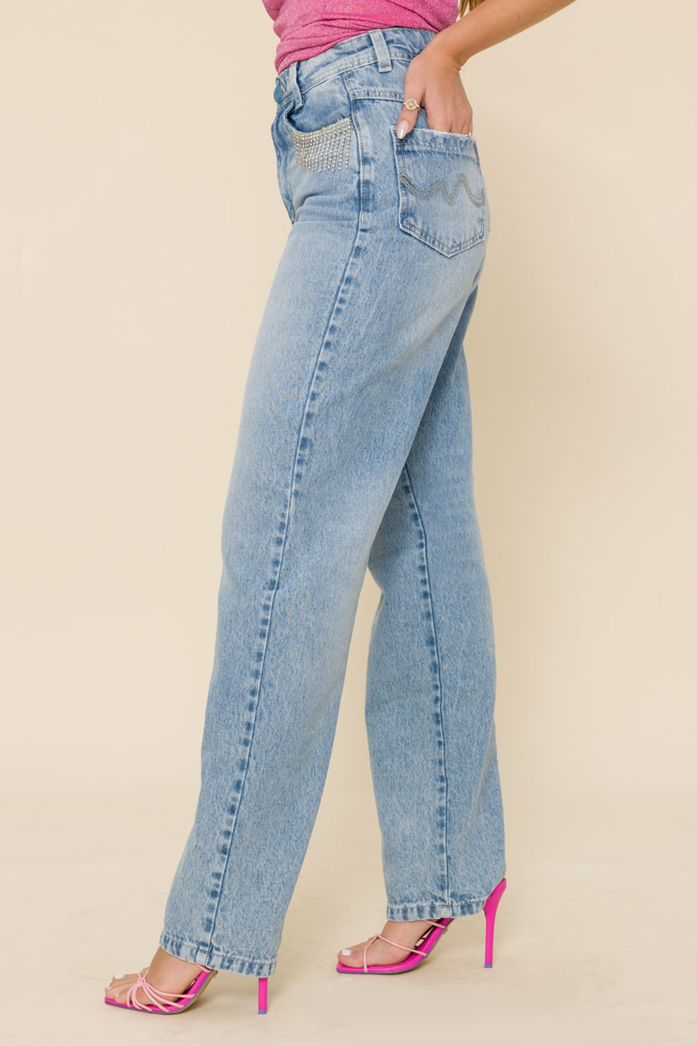 Calça Jeans Straight Leg Angélica - Jeans Claro