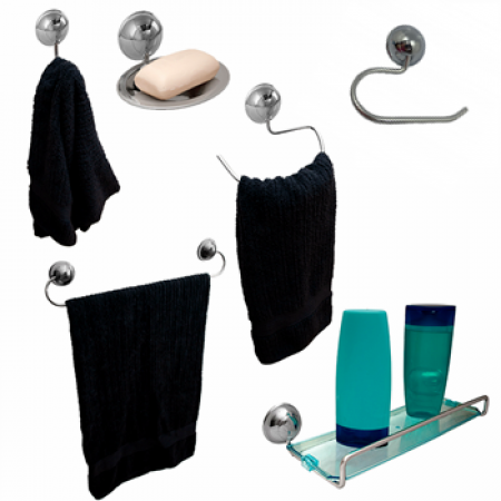 Kit para Banheiro Acessórios 6 Peças de Metal e Abs Cromado Certa
