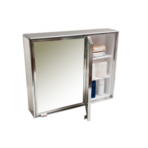 Armário Espelho Para Banheiro Alumínio 2 Portas Sobrepor Preto ou Cromado