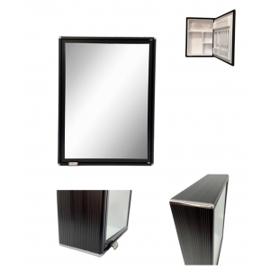 Armário Espelho Para Banheiro Alumínio Parede Sobrepor Cromado ou Preto 1 Porta Grande
