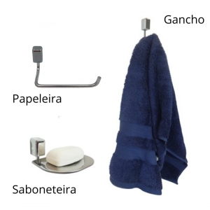 Kit Acessórios para Banheiro e Lavabo com 3 Peças Cromado