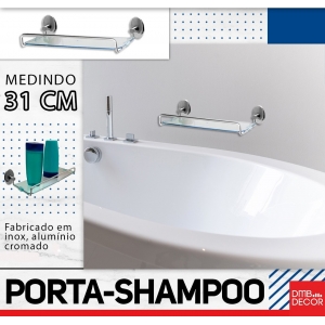 Porta Shampoo de 31 cm em Alumínio e Acrílico Steelo Oval