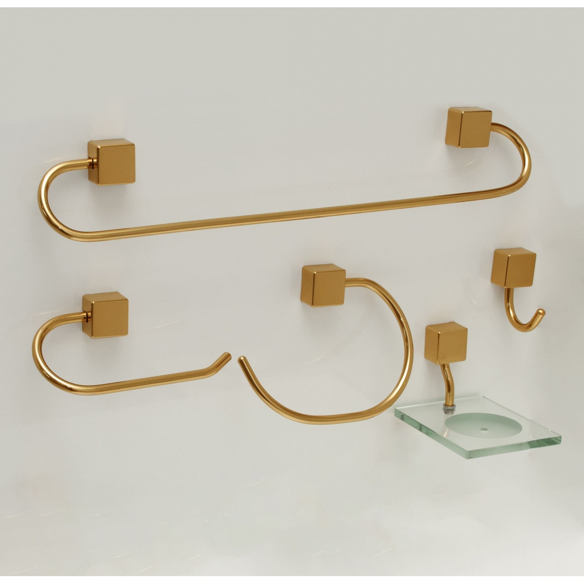 Kit para Banheiro Ouro Class Urbana 5 peças Quadrado Gold
